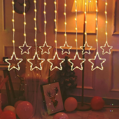 SOOLID 5+5 Star LED Curtain String Lights | Waterproof Decorative Fairy Lights for Diwali, Christmas, Wedding, Party, Bedroom | Warm White & Multi-Colour Hanging Lights for Home Decoration