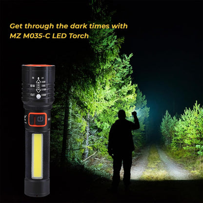 Rechargeable Flashlight – 10000 Lumen High Power LED Torch, 1200M Long Beam, USB-C Charging, 10+ Hours Runtime, Adjustable Zoom Light for Camping, Hiking, Emergency, Outdoor Use (Black -M035-C)