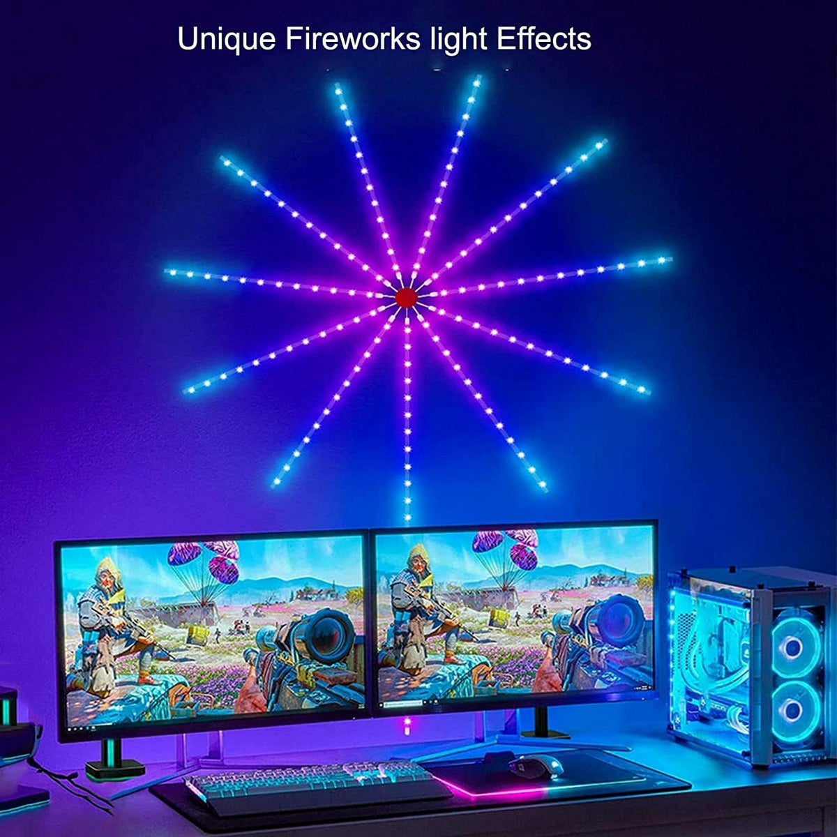 RGB Firework LED Lights for Shop & Showroom Glass Decoration, App & Remote Control, Music Sync, USB Powered