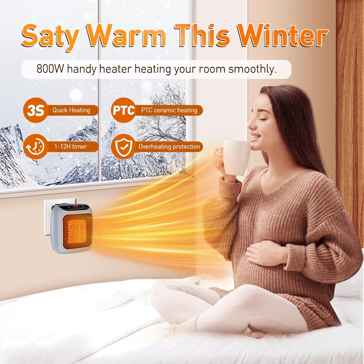 800W Plug-In Mini Personal Heater