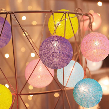 Fairy Cotton Ball Lights 10 LED Battery Powered String Light