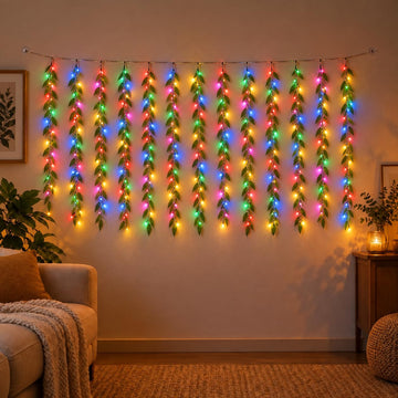 200 LED Leaf Vine Curtain Multi Color