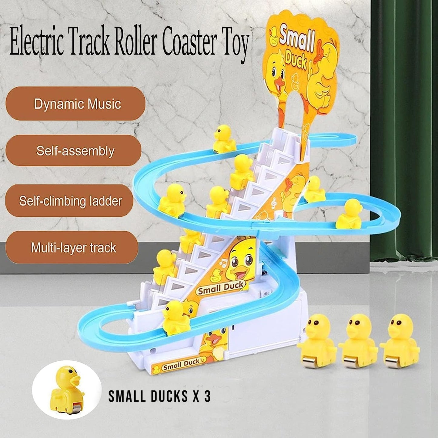 Cute Duck Climbing Stairs Toy with Lights & Music