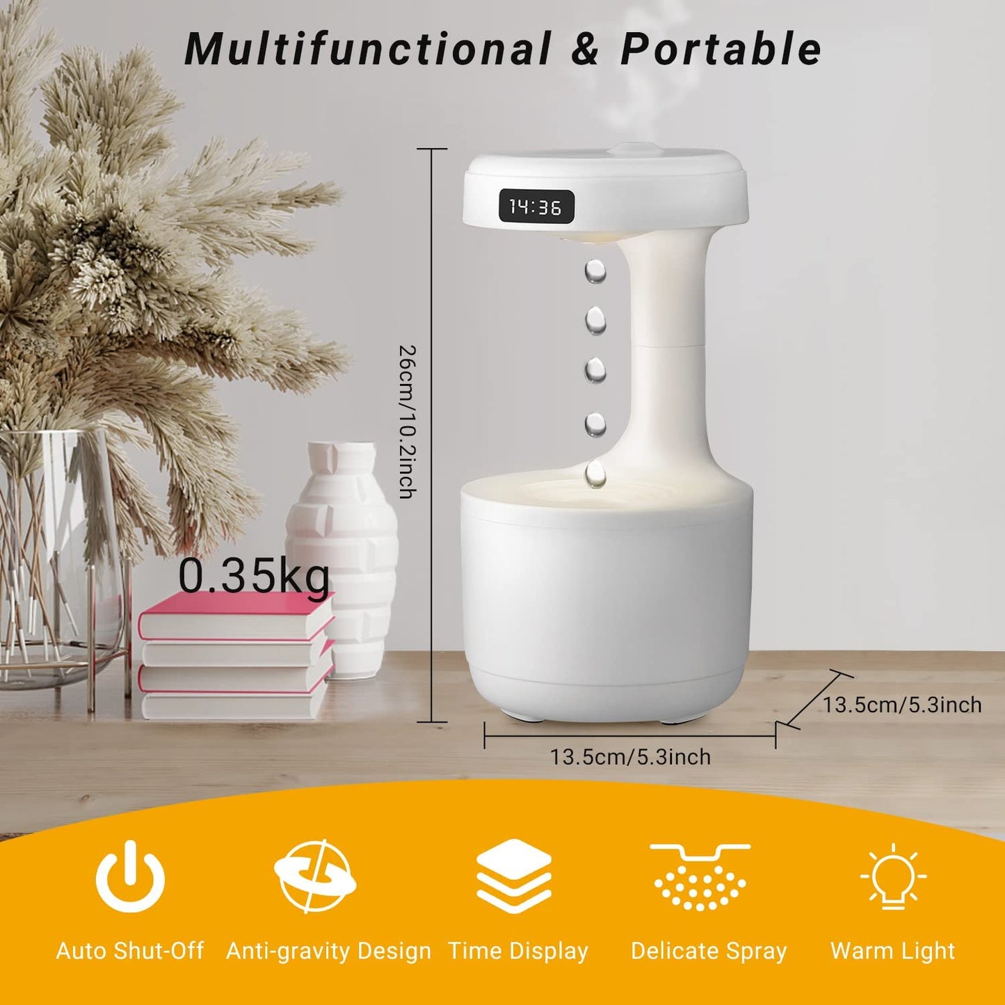 Anti-Gravity Water Droplet Humidifier with 2 Mode