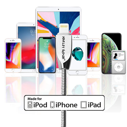 Marley Hudson Lightning USB Charging  Cable for iOS Devices (Silver) for Iphone / iPad