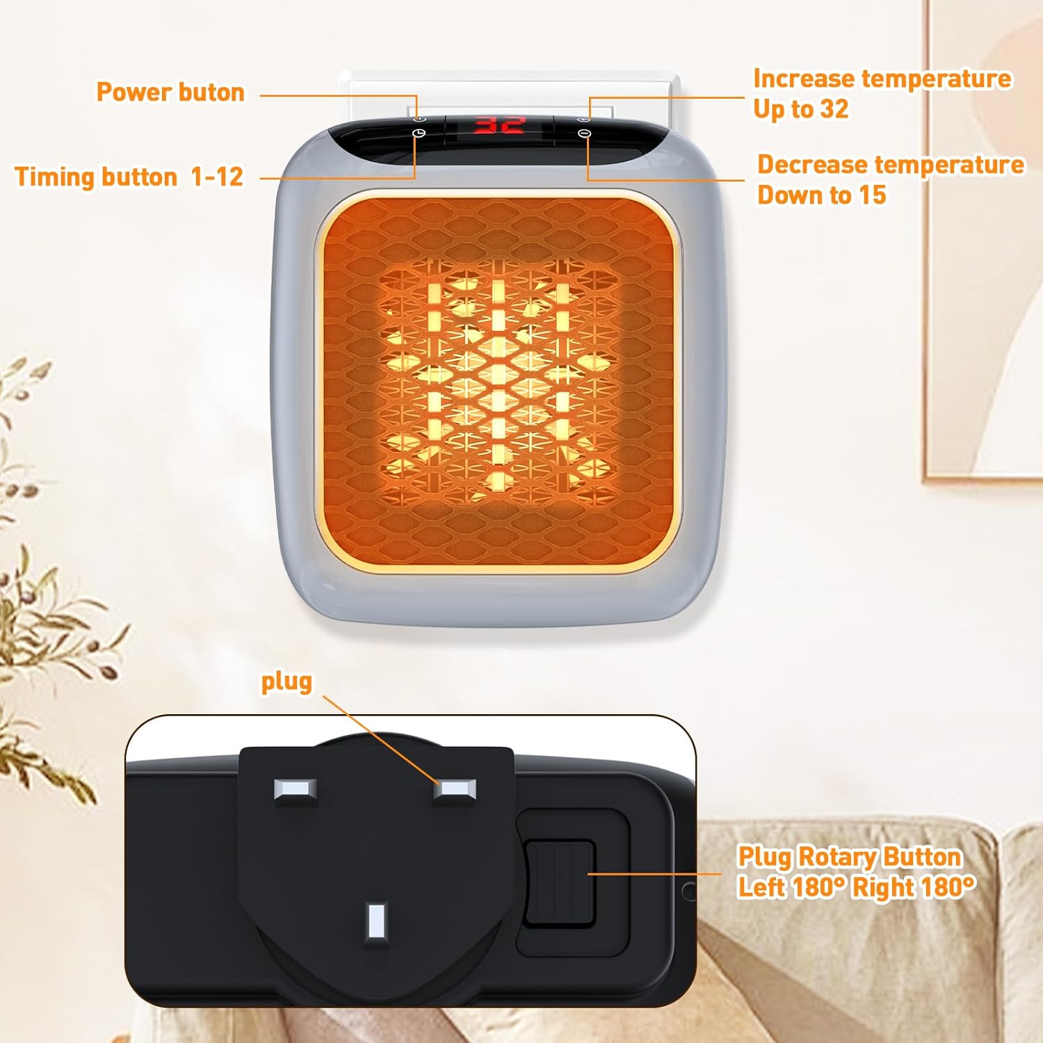 800W Plug-In Mini Personal Heater