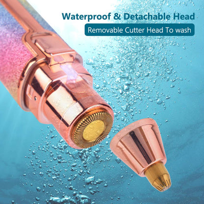 Painless Rechargeable Eyebrow Epilator & Facial Hair Removal Razor for Women, 2 IN 1 Electric Eyebrows Trimmer And Women's Face Hair Remover, Lips Nose Body Hair Shaver With LED Light, White (Blue)