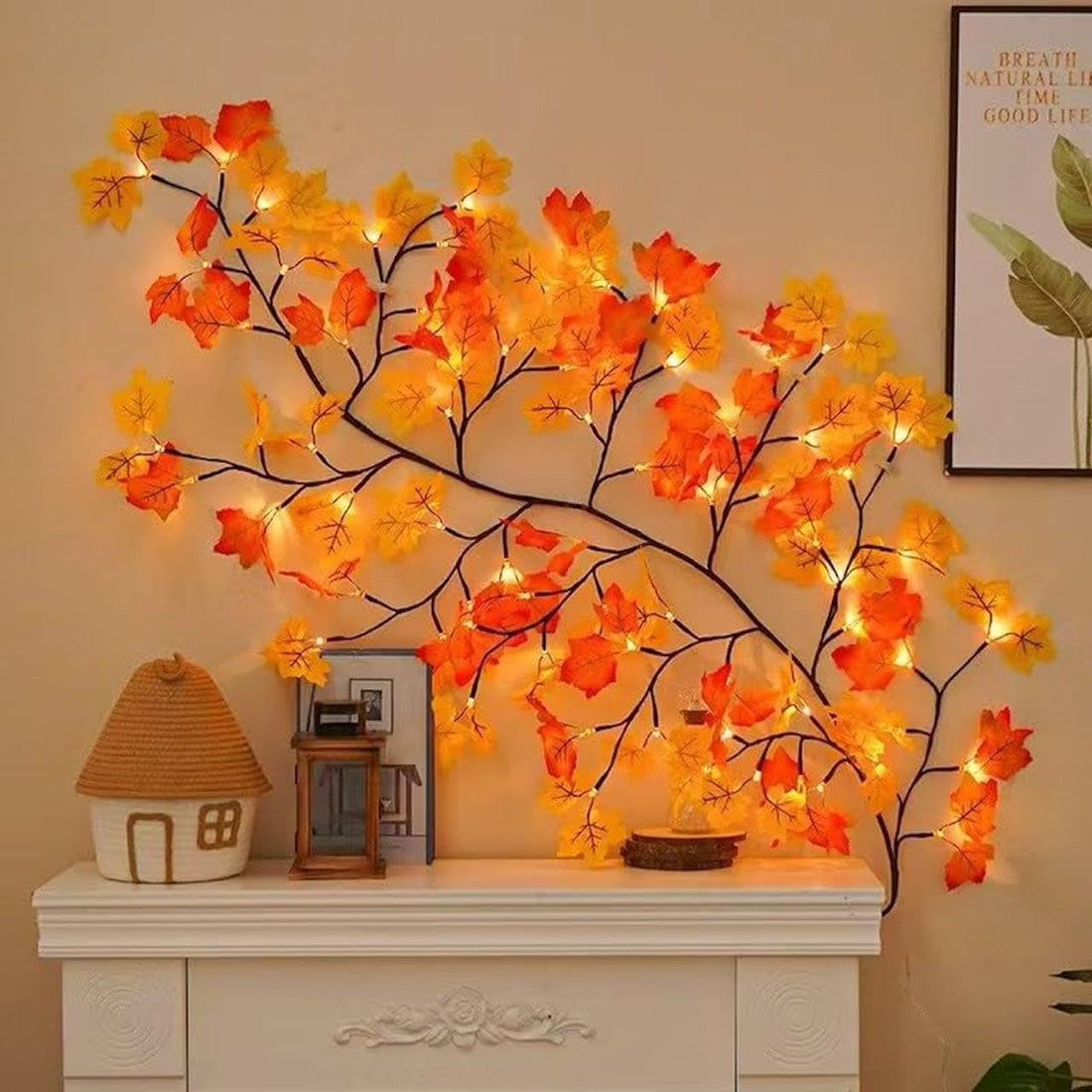Snom. LED Branch Lights Flower Wall Decor, Maple Leaf Light