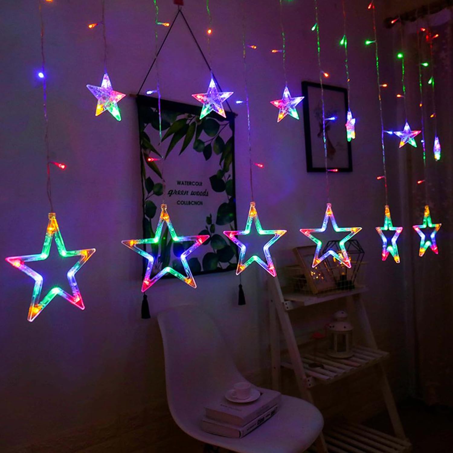 Festive Fantasy 25m Multicolored Star Curtain