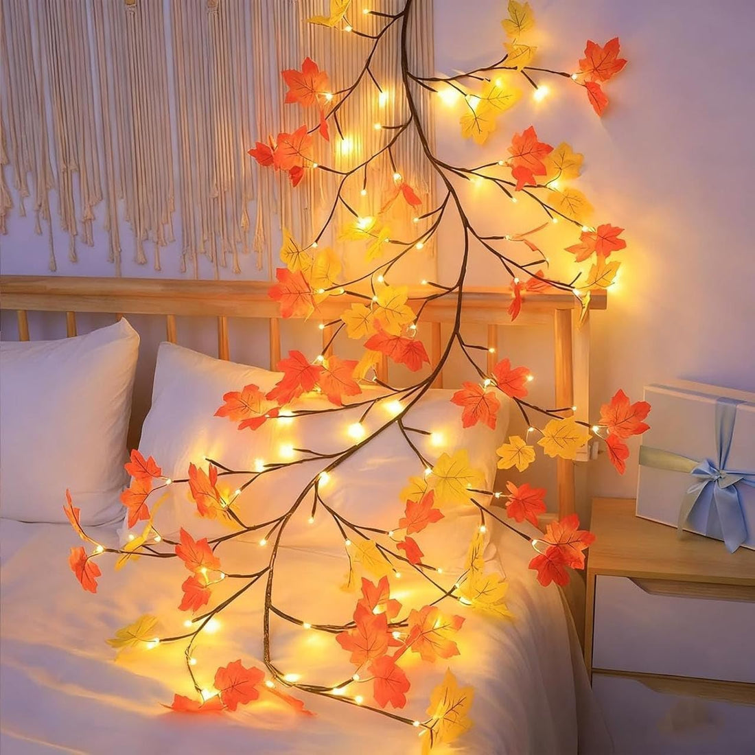 Snom. LED Branch Lights Flower Wall Decor, Maple Leaf Light
