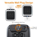 800 Convenient Wall Outlet Heater with Adjustable Thermostat Programmable 12 Hour Timer Auto Shut-Off - Mini Ceramic Heater Quiet and Space Saving