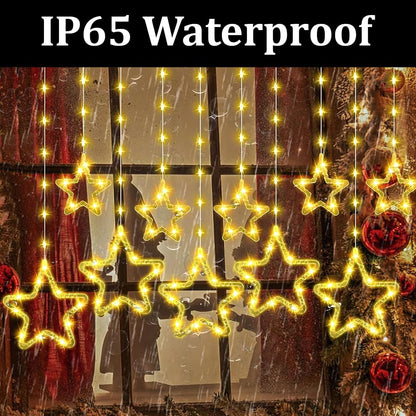 Waterproof Warm Star Curtain Lights 5+5 Neon