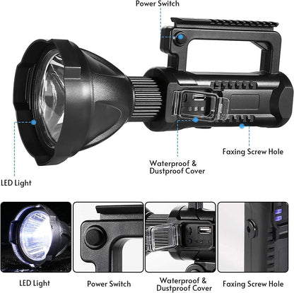 100W Rechargeable LED Multifunctional Searchlight USB Side