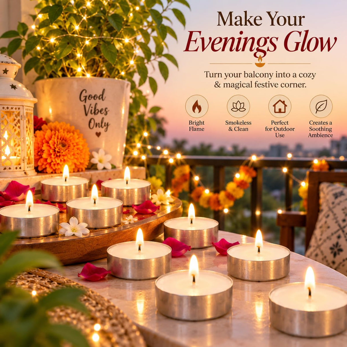 Divayanshi Wax Tea Light Candles | Scented & Decorative Tealight Candles for Home Decor, Diwali, Puja, Wedding, Birthday, Party & Romantic Candlelight Decoration- Pack of 50