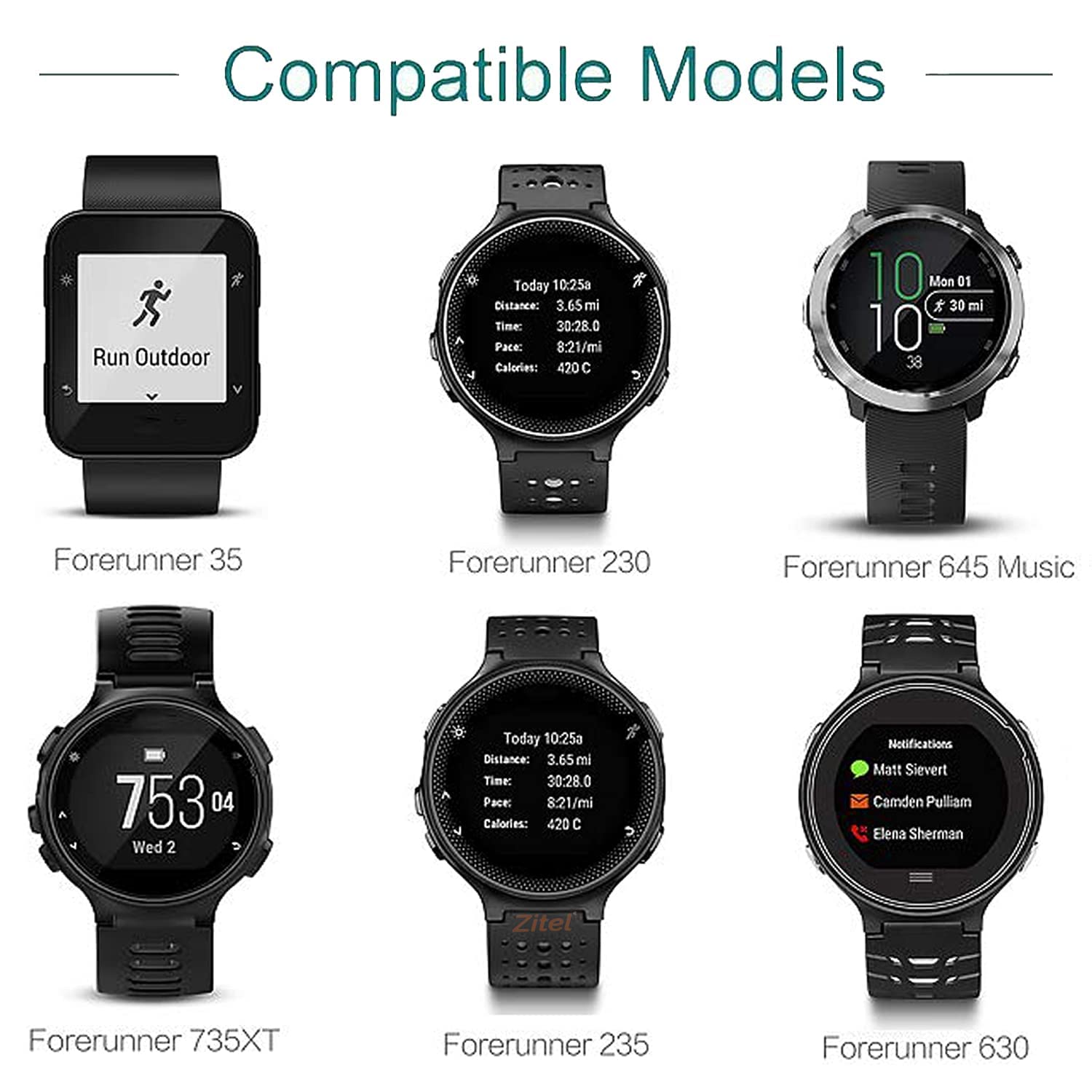 Charger  for Garmin Forerunner 35 35J 230 235 630 645 Music 735XT, Approach G10 S20, Vivo Move HR, Fore Athlete 35J