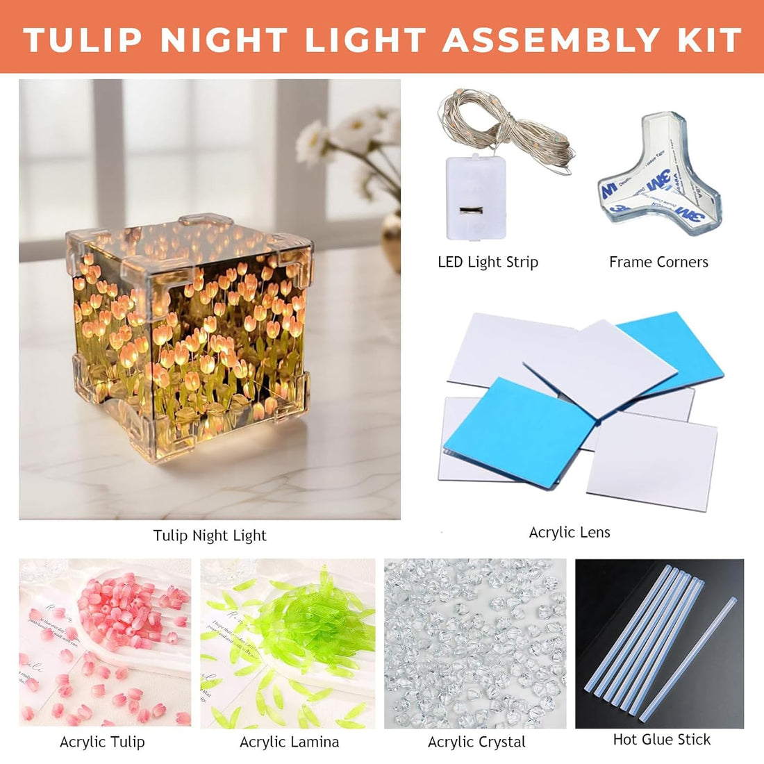 Infinity Tulip Lamp – DIY Mirror Cube with 30 LED Flowers