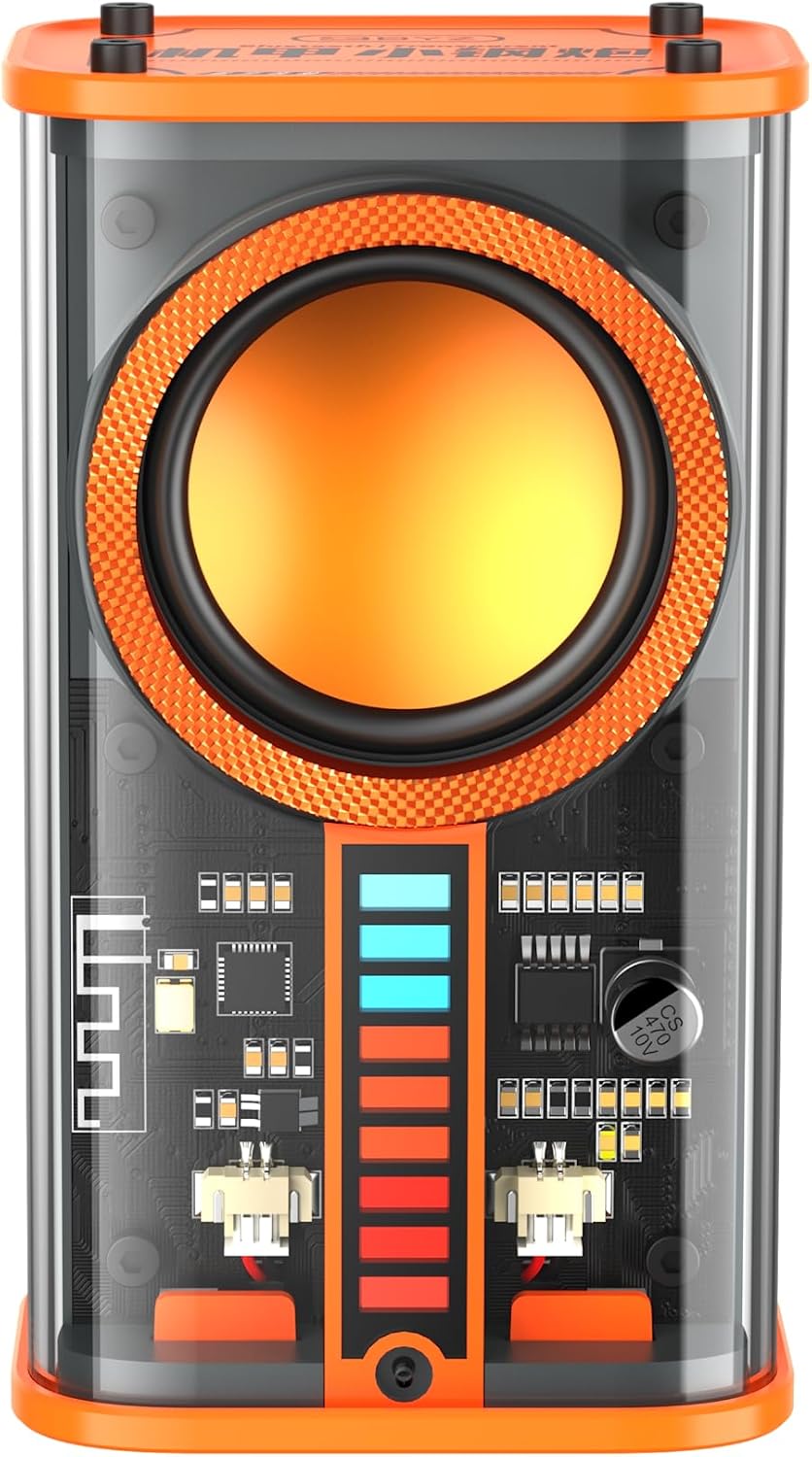 BeatNova Steel Boom – Transparent  5W RGB Armour Speaker with LED Light Modes & Deep Bass