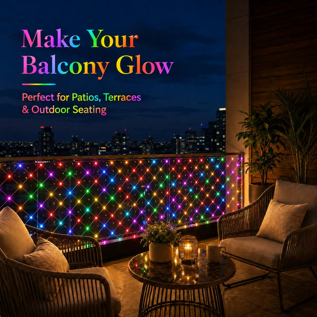 Gesto Mesh Curtain Fairy Lights for Decoration – 200 Led String Lights with 8 Modes Remote | Multicolor RGB Decorative Lights for Home Decor, Room,Wall, Balcony,Christmas & Diwali Decoration- 6x6 Ft