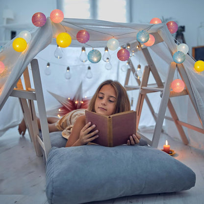 Fairy Cotton Ball Lights 10 LED Battery Powered String Light