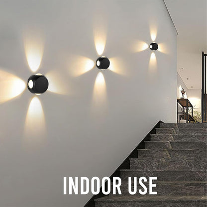 12W Matt Black 4-Way LED Wall Light – Warm White