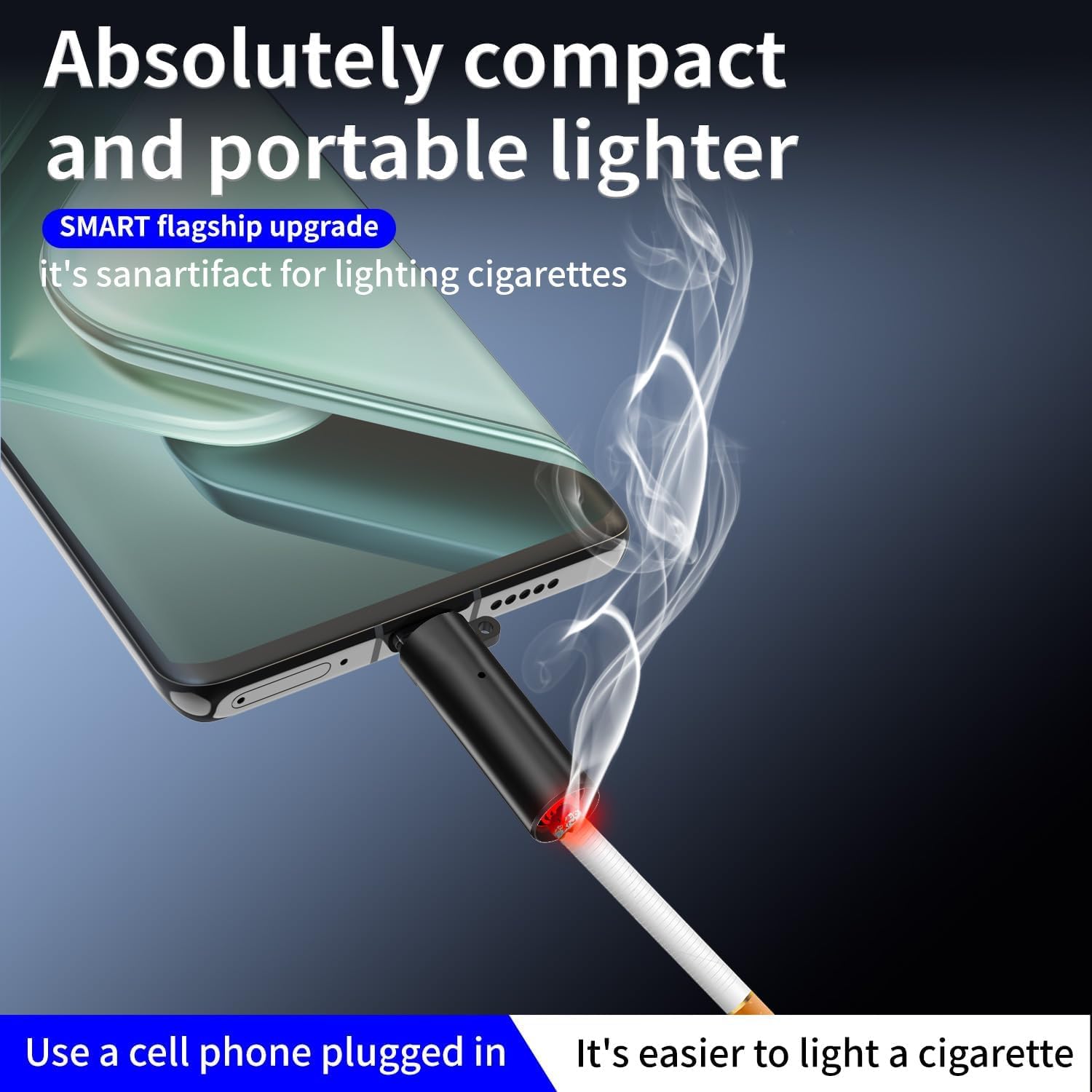 USB-C Electric Flameless Lighter – Mobile-Powered Keychain Fire Starter for Cigarettes, Travel & Camping (No Gas, No Battery)