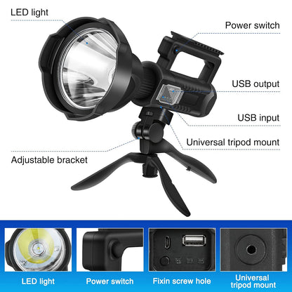 100W Rechargeable LED Multifunctional Searchlight USB Side
