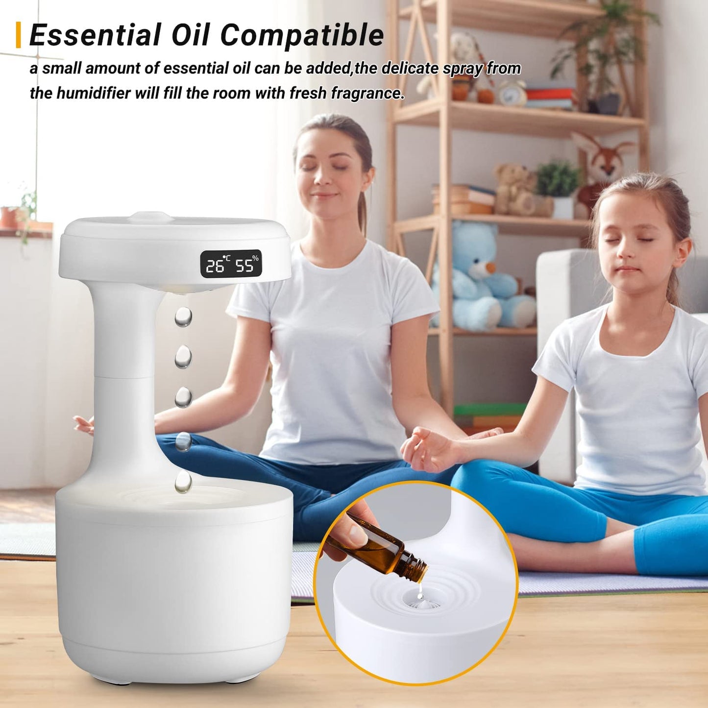 Anti-Gravity Water Droplet Humidifier with 2 Mode