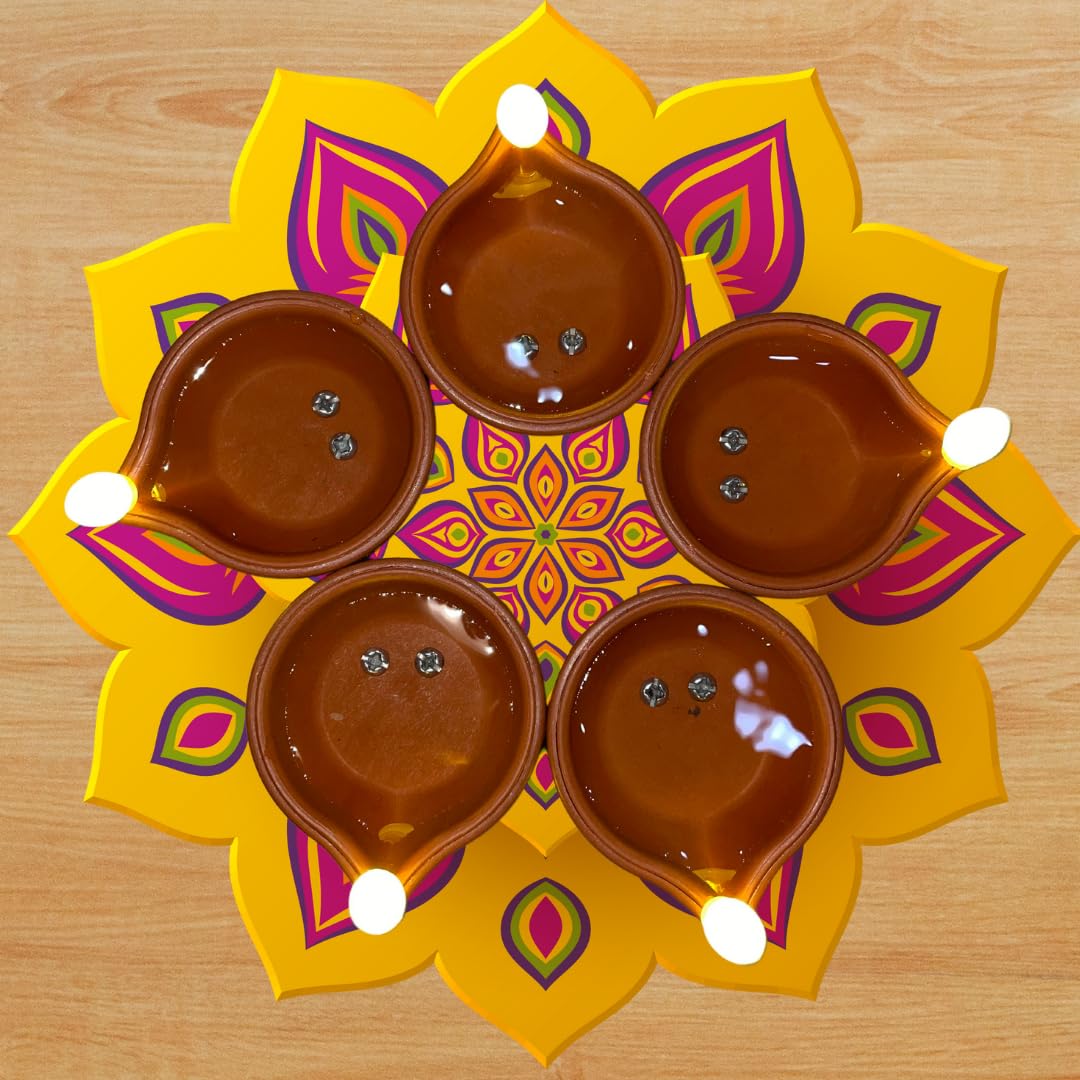 Water Sensor LED Diyas – Flameless Smokeless Warm Tea Light Candles for Diwali & Home Decoration