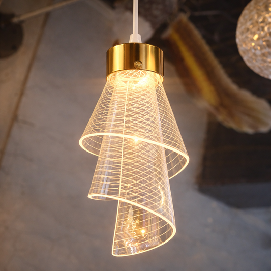 Spiral Cone Glass Pendant Light — Single Piece (1 Ft)