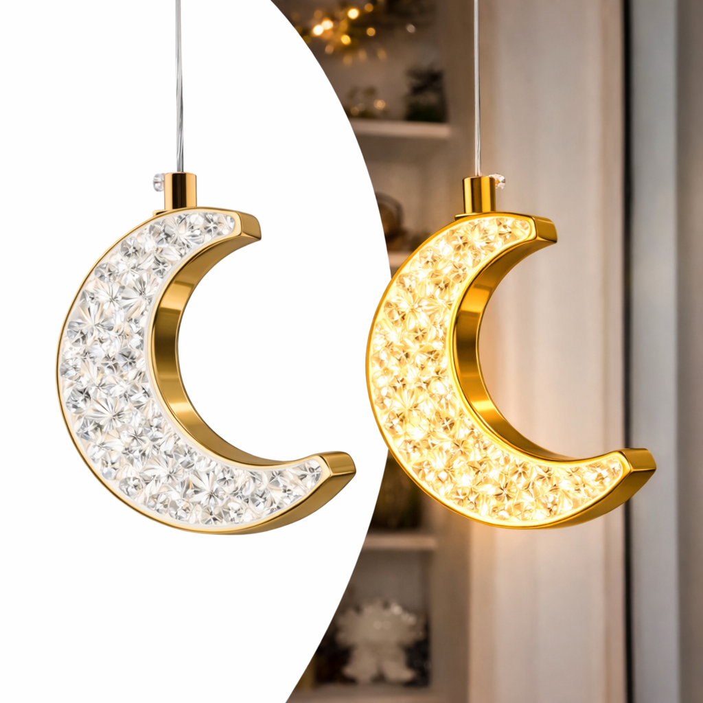 Crystal Crescent Moon Pendant Light — Single Piece (1 Ft)