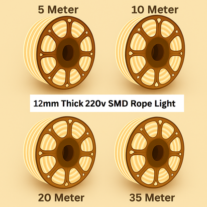 12MM THICK 220V SMD Warm Neon Rope Light