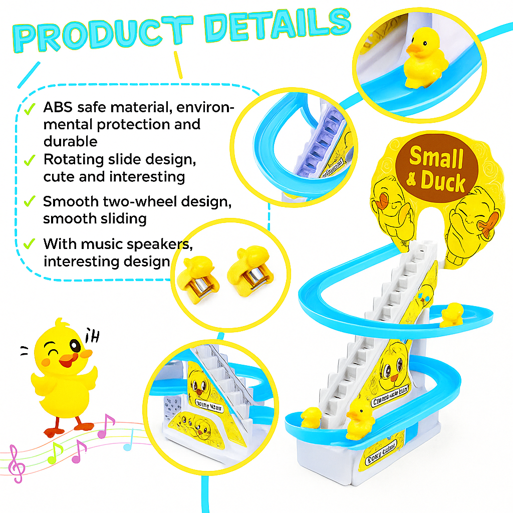 Cute Duck Climbing Stairs Toy with Lights & Music