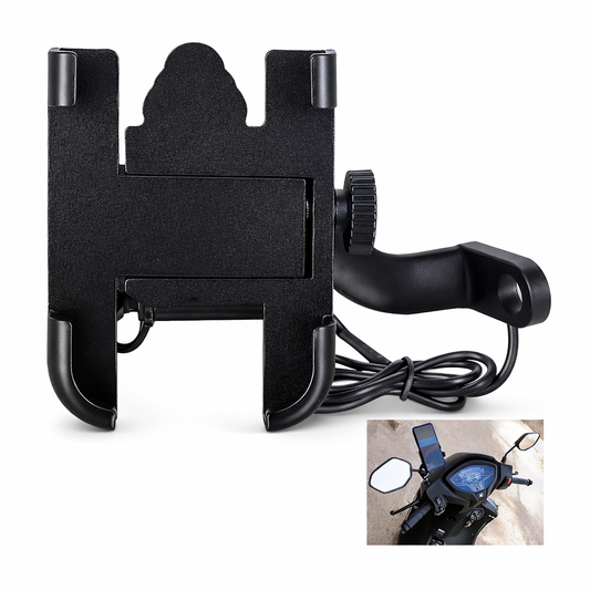 Mobile Holder With USB Charger (Handlebar Mount)