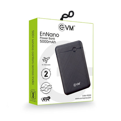 EVM EnNano Lithium_Polymer Power Bank 5000MAH with Micro USB Cable Compatible with All Kind of Smartphone and Other Devices (Black)
