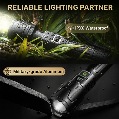 USB Charging LED Flashlight 2000M 9800MaH BATTERY