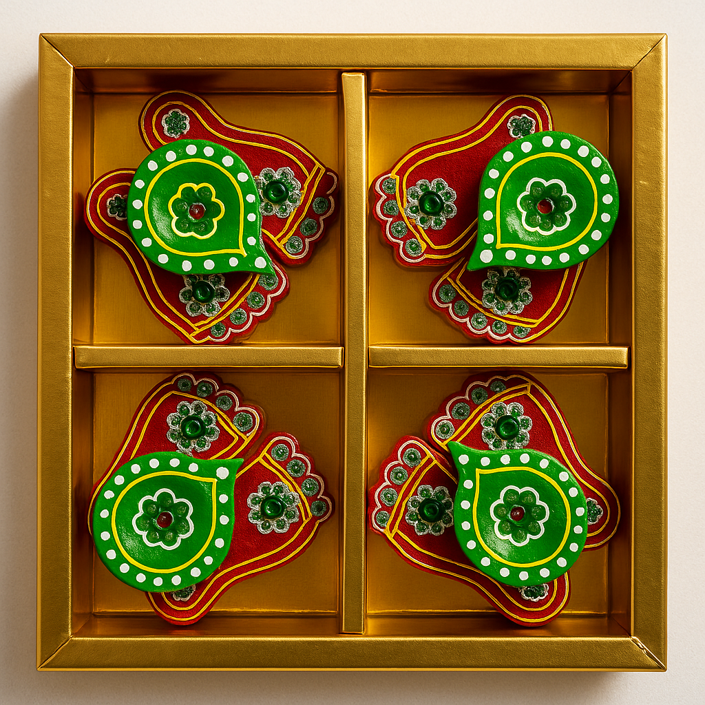 ShreeKriti™ Charan Paduka Stoneware Diyas- Pack of 4