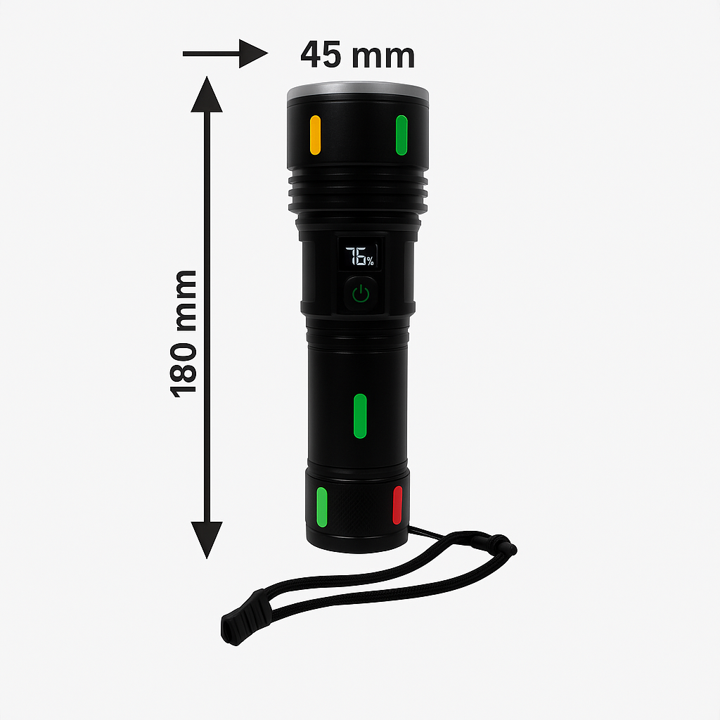 USB Charging LED Flashlight 2000M 9800 MaH