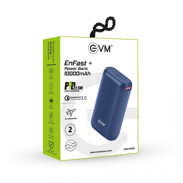 EVM EnFast+ Lithium_Polymer Power Bank 10000MAH  with Micro USB Cable Compatible with All Kind of Smartphone and Other Devices