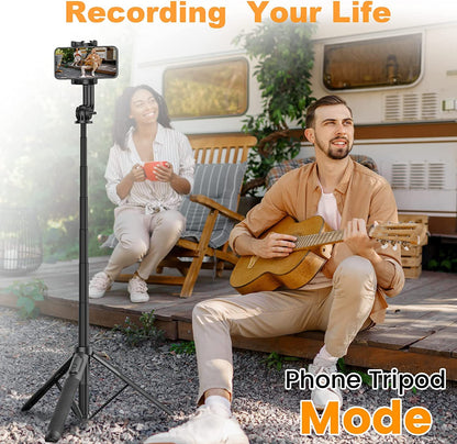 Q05 New Long Bluetooth Extendable Selfie Stick for Mobile Phone & Camera's with Wireless Remote & Tripod Stand Portable Lightweight Long Multi-Function for YouTube, Photos & Cooking