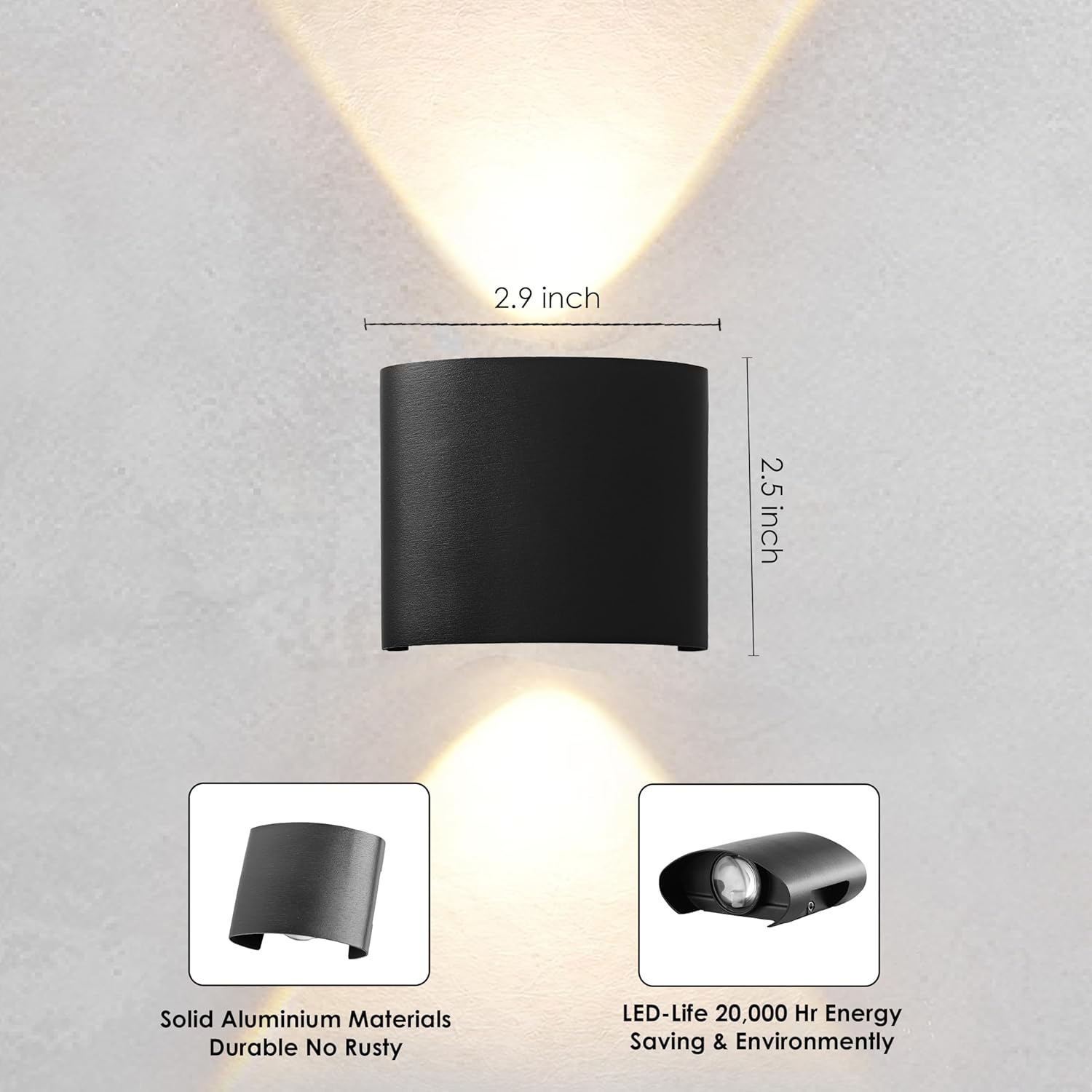 Gesto 2W Waterproof Led Wall Light for Home Decoration – Up Down 2-Way LED Wall Lamp | IP65 Outdoor Fancy Wall Lights for Balcony,Gate,Elevation,Garden,Patio | Decorative Wall Mount Light -Pack of 1