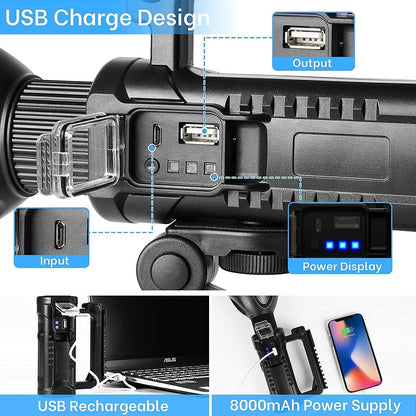 100W Rechargeable LED Multifunctional Searchlight USB Side
