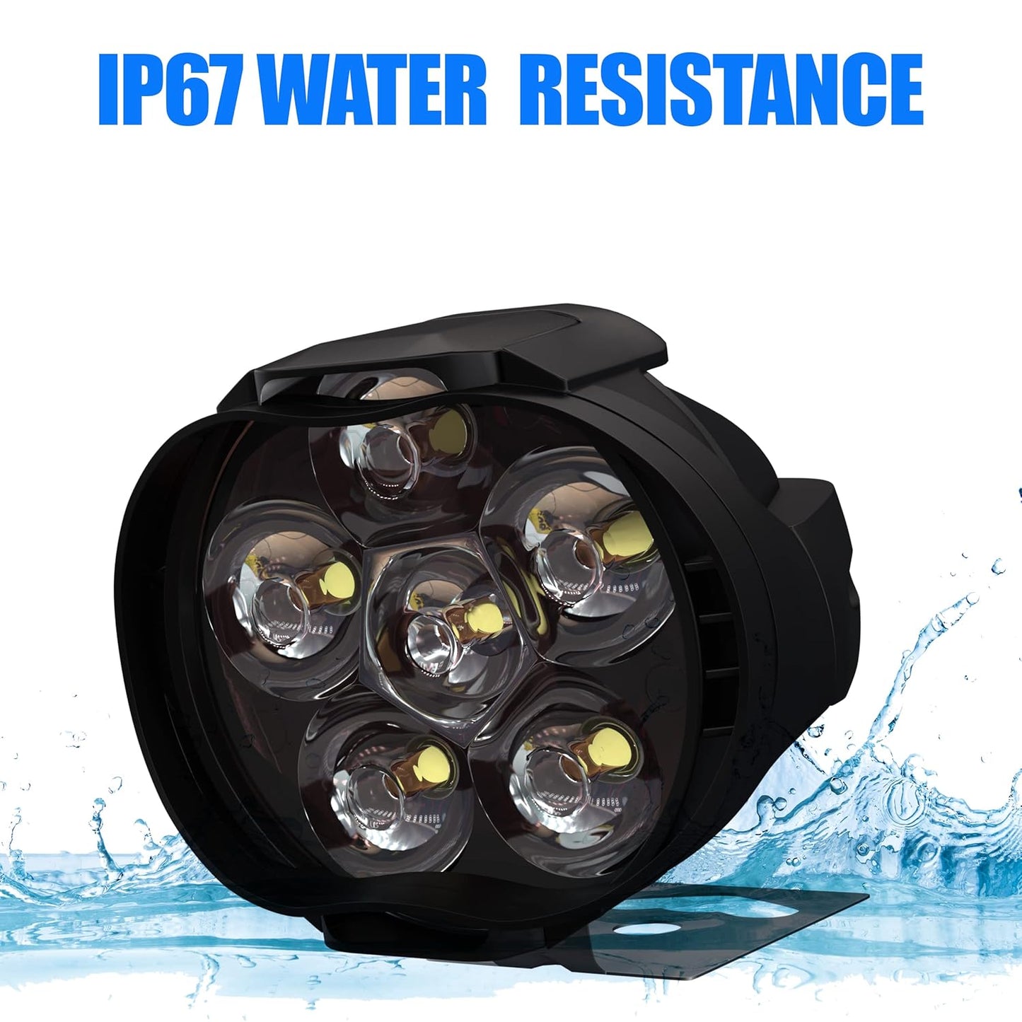 AllExtreme EXL3FWS Universal LED Fog Light Driving Work Lamp for Bike Cars and Motorcycle (6 Led, 2Pcs With Switch)