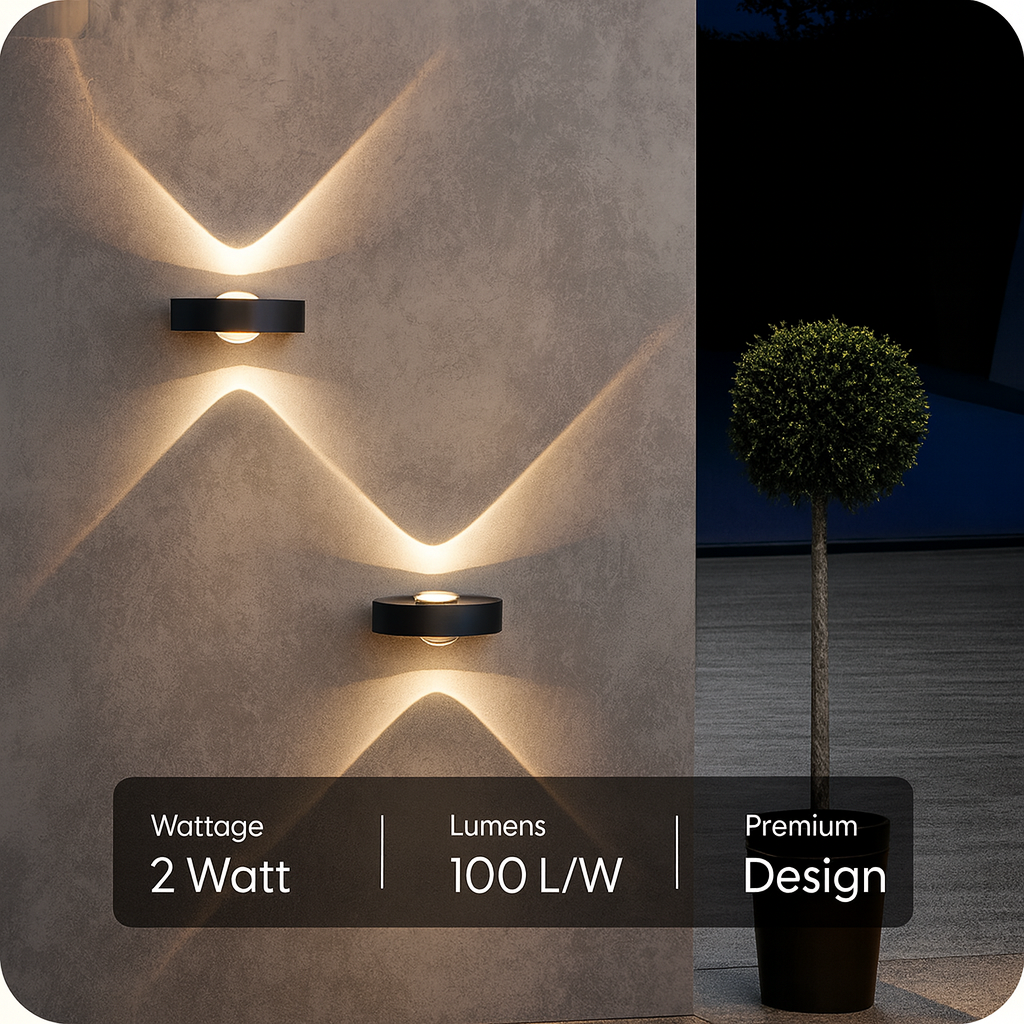2W Warm White LED Wall Light – Modern 2-Way Decorative Glow