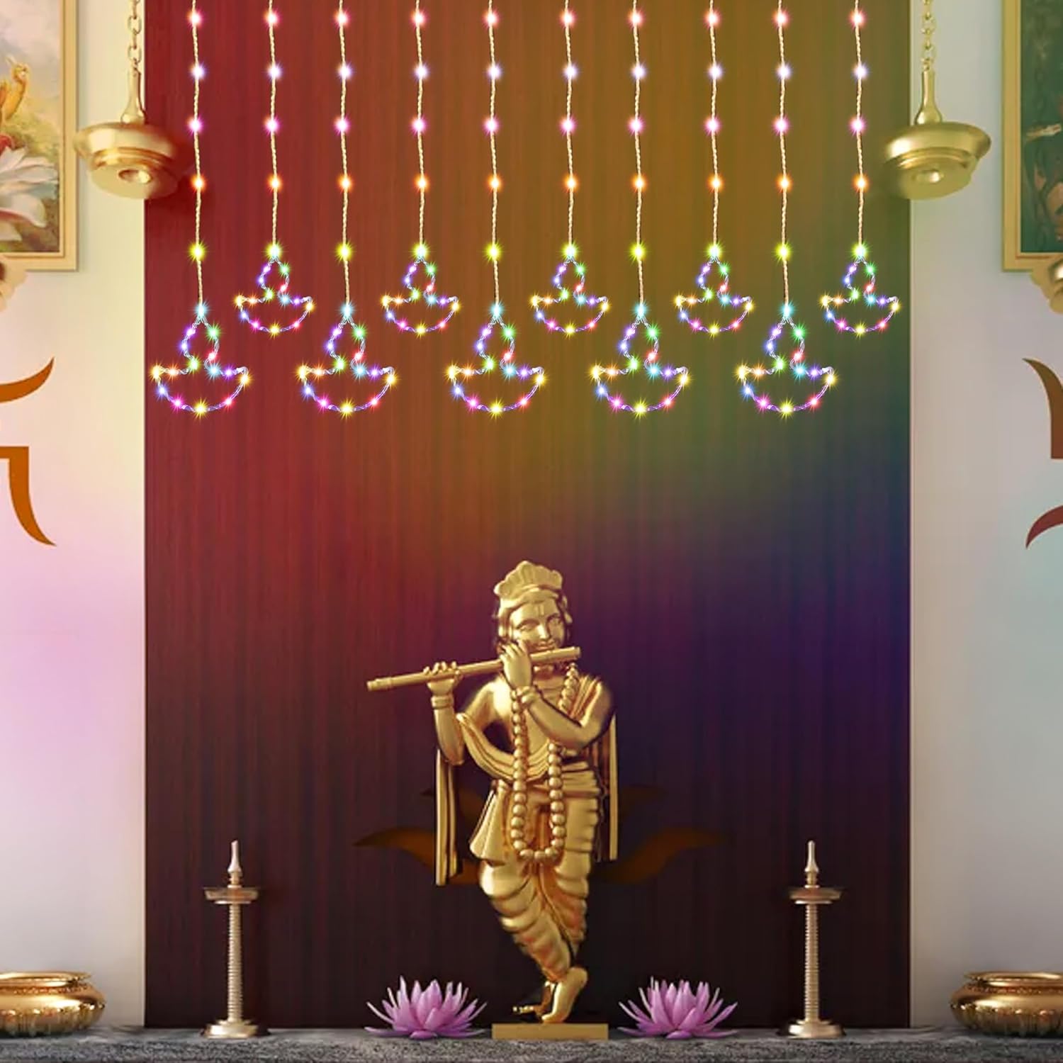 Waterproof Diya Curtain Lights 5+5 Neon Stars