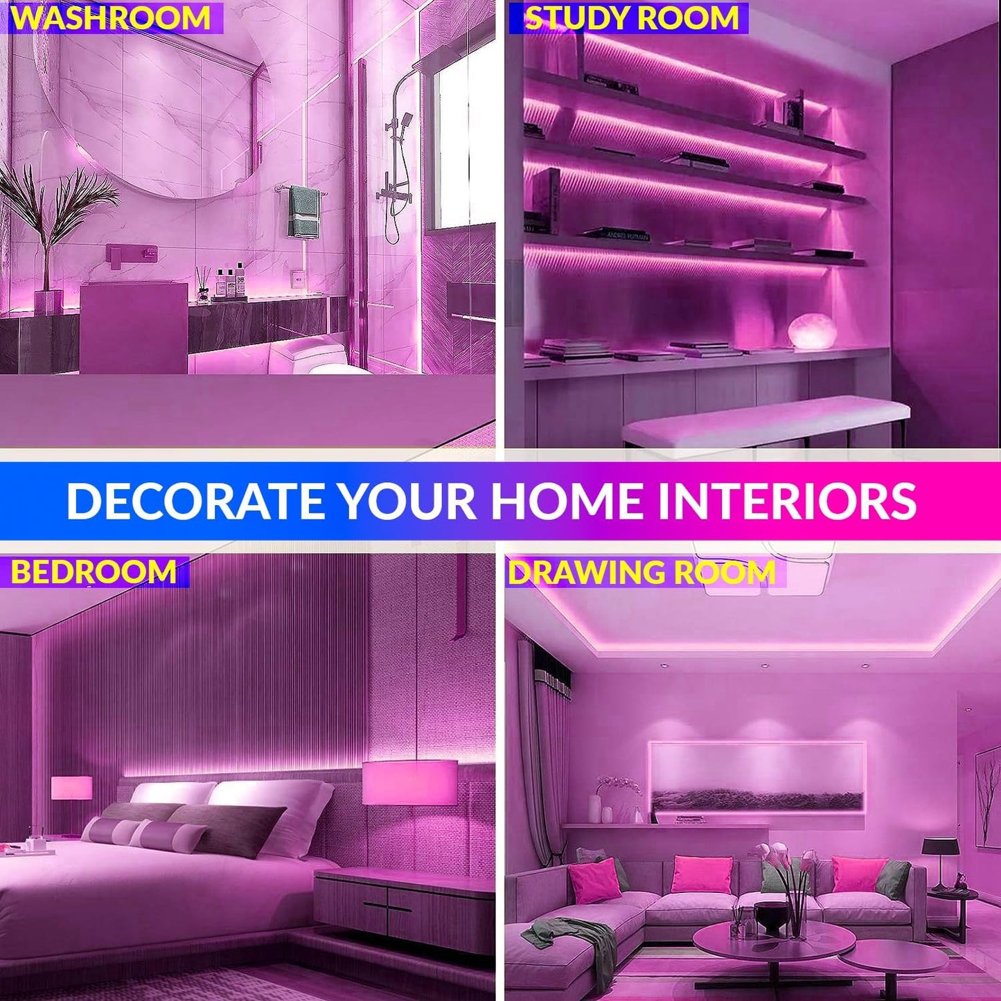 5m Neon LED Strip Light with SMPS & 3A Adapter