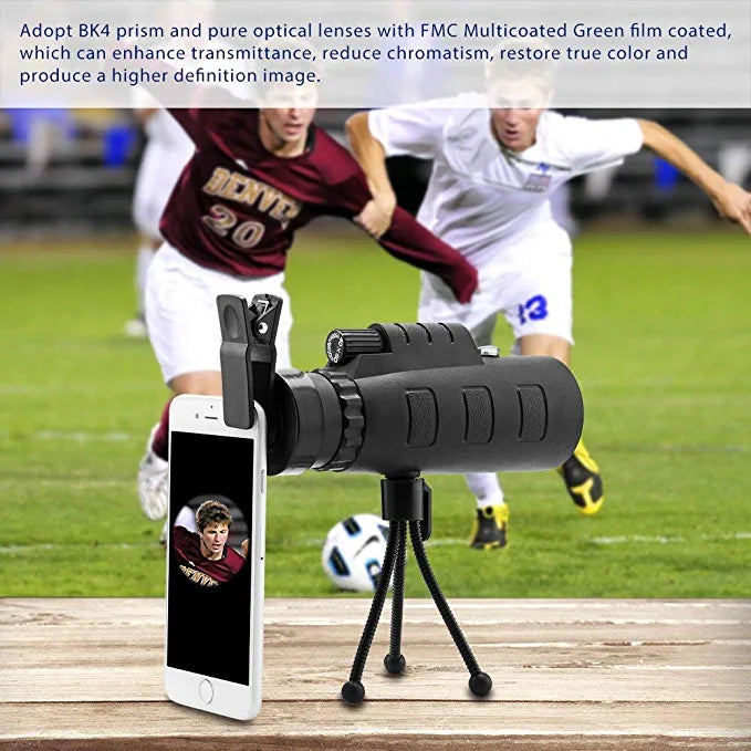 Panda Camera 40x60 HD Monocular Lens Telescope with Mini Tripod and Mobile Camera Clip for All Smartphones