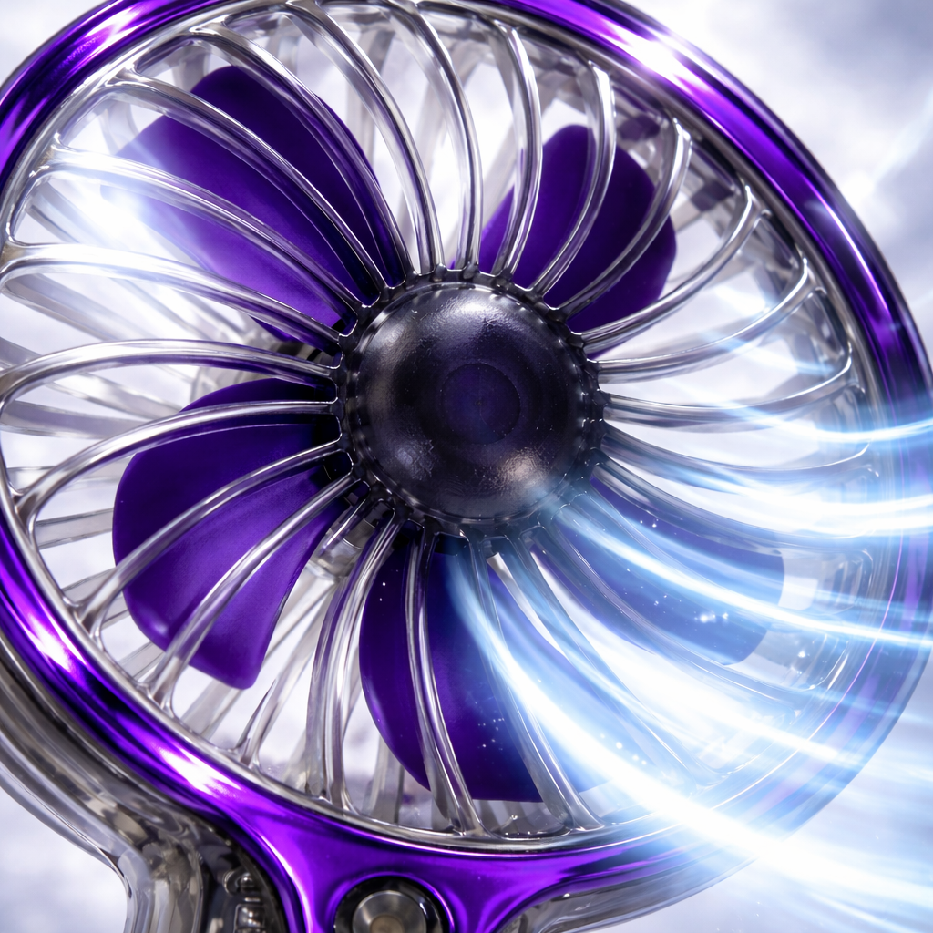 CRYSTAIRE Transparent Portable Mini Fan with 5 Adjustable Speeds, Rechargeable Cooling Fan for Travel & Office