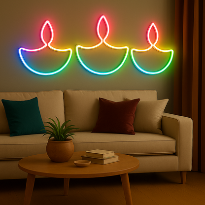 Multicolour Neon Diya LED Light