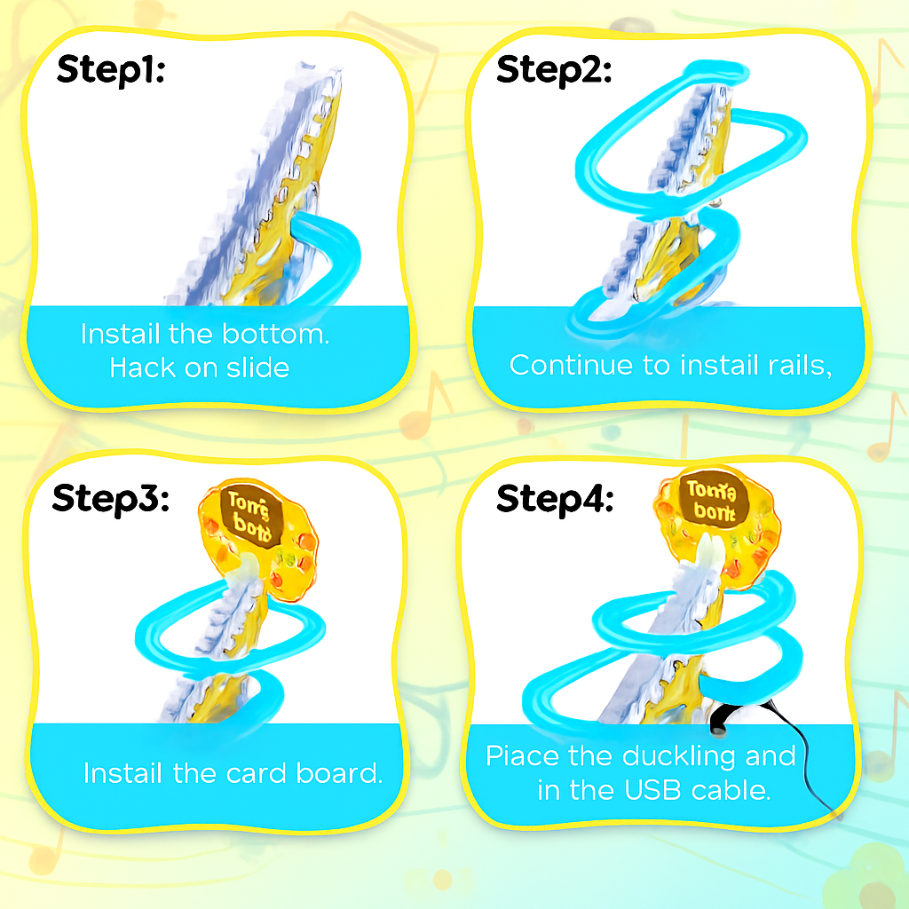 Cute Duck Climbing Stairs Toy with Lights & Music