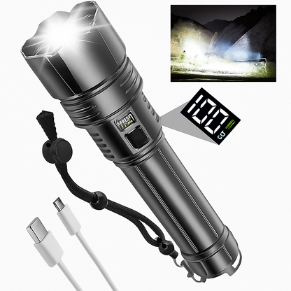 USB Charging LED Flashlight 2000M 9800MaH BATTERY